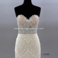 High-end lace beaded simple sleeveless lace mermaid wedding dress fish cut